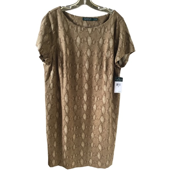 Lauren Ralph Lauren New Python Snake Print Bateau Neck Dress New Size 2X - Picture 1 of 5